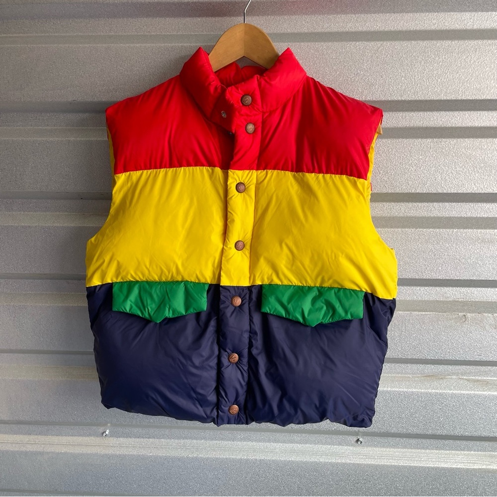 Mother NWT The Pillow Talk Tri Color Puffer Vest in Building Block
